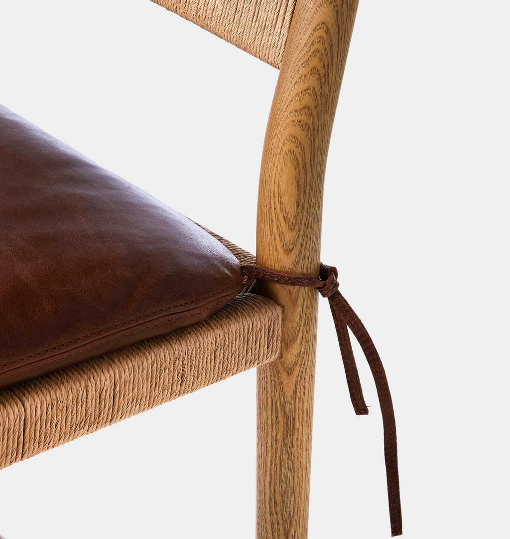 Dara Natural Papercord Counter Stool Mahogany Cushion
