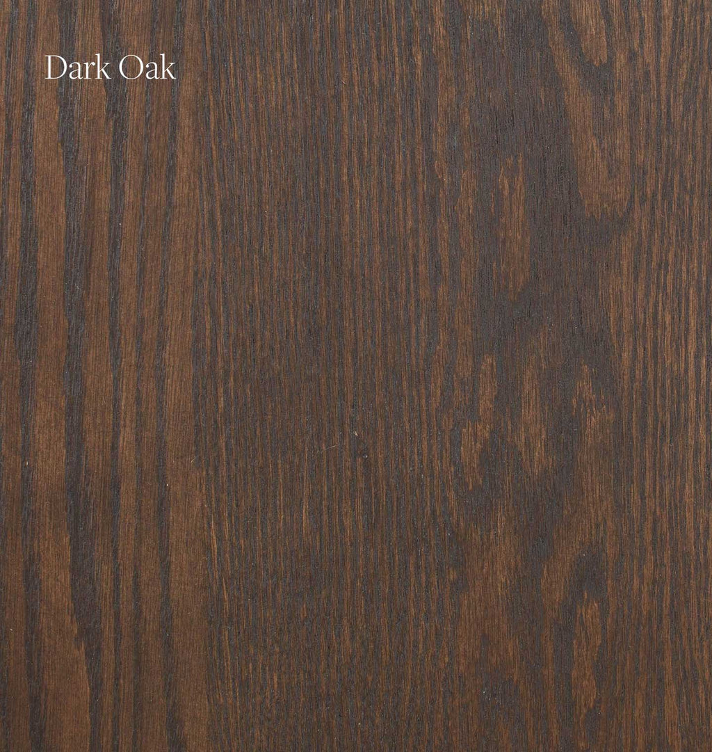 Dark oak wood grain texture swatch with 'Dark Oak' text in the upper left corner.