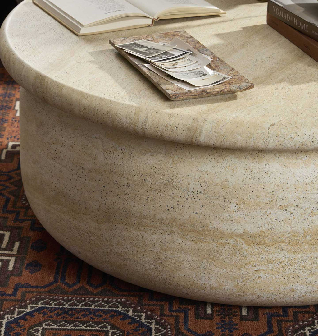 Dayna Coffee Table Faux Travertine