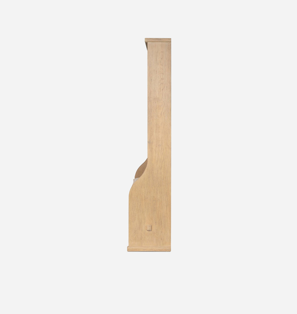 A light natural wood wall-mounted shelf or niche insert shown in profile against a plain white background.