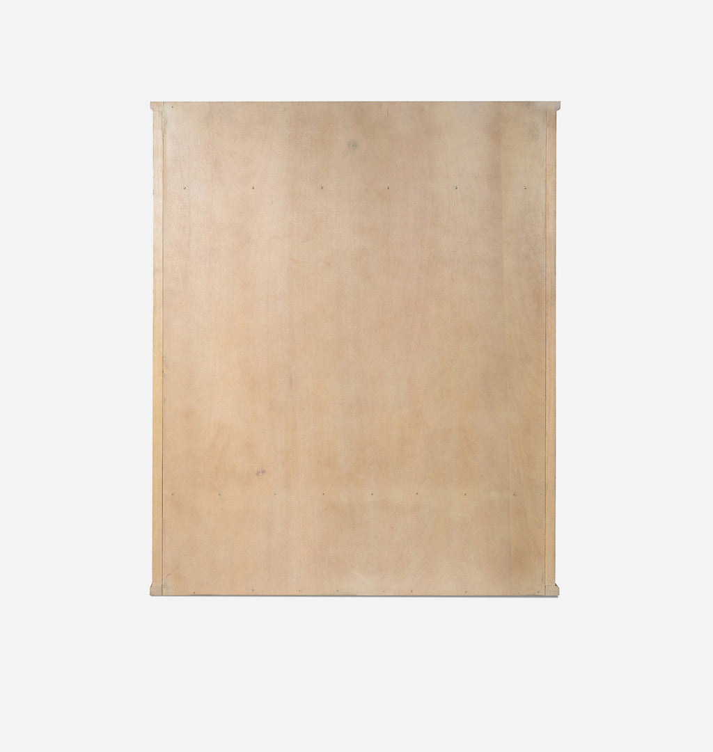 A rectangular light beige wood panel or board with a smooth, matte finish, centered on a solid white background.