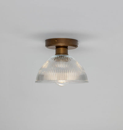 Erbil Prismatic Glass Flush Ceiling Light Antique Brass