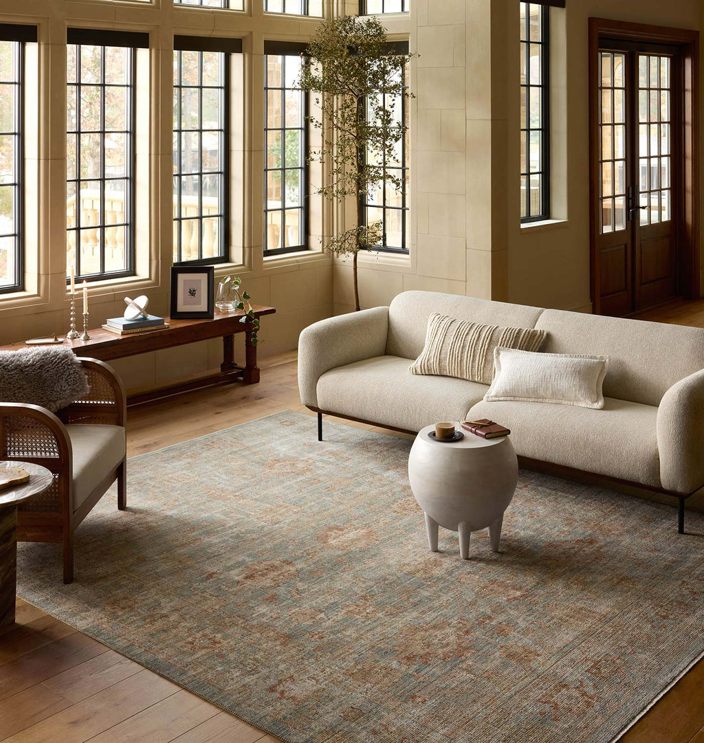 Heritage HER-06 Aqua / Terracotta Area Rug