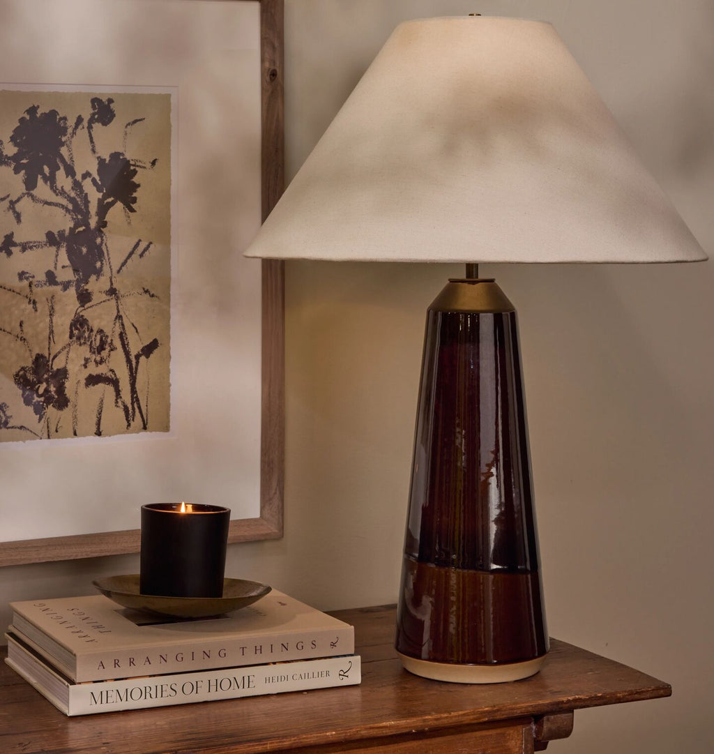 Column Table Lamp in Dark Amber