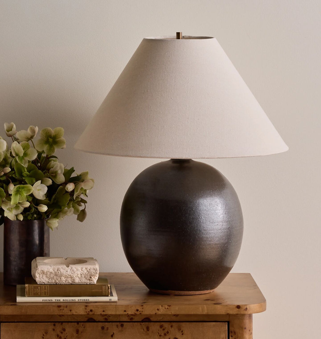 Large Iron Black Orb Lamp
