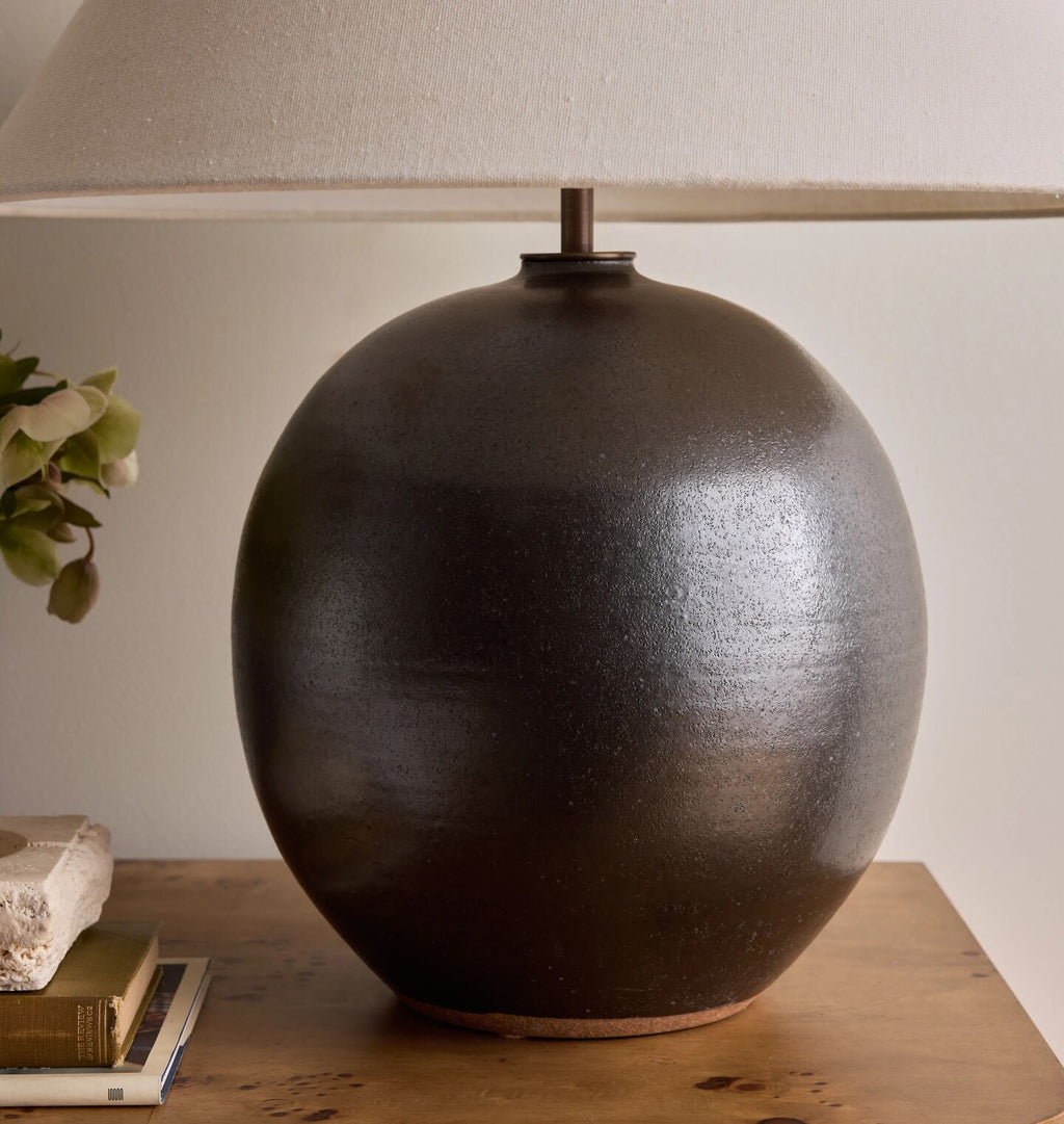 Large Iron Black Orb Lamp