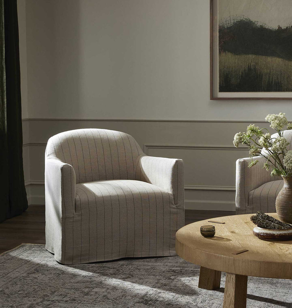 Lowell Slipcover Swivel Chair Lavon Flint