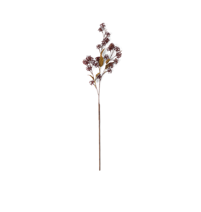 A faux elderberry stem branch shown upright on a white background