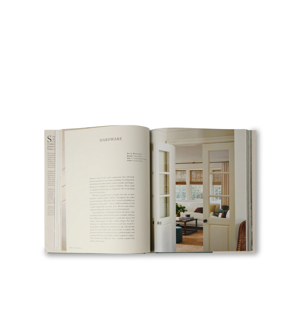 detail shot showing text and an image of a living room from the book This Old House by Annie Meyers Shyer