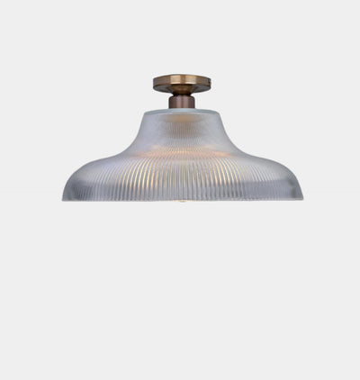 Mono Holophane Flush Mount Antique Brass