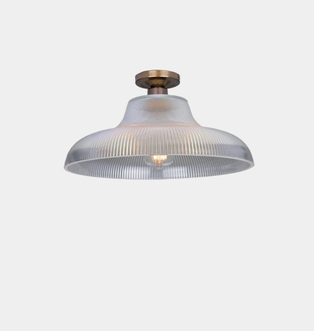 Mono Holophane Flush Mount Antique Brass