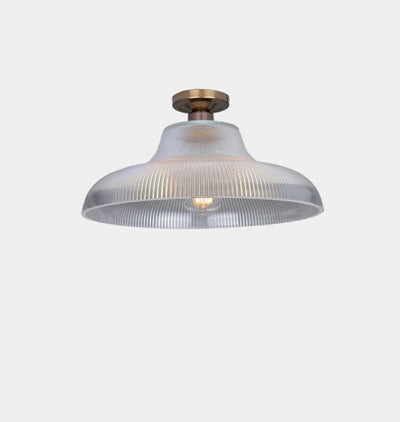 Mono Holophane Flush Mount Antique Brass
