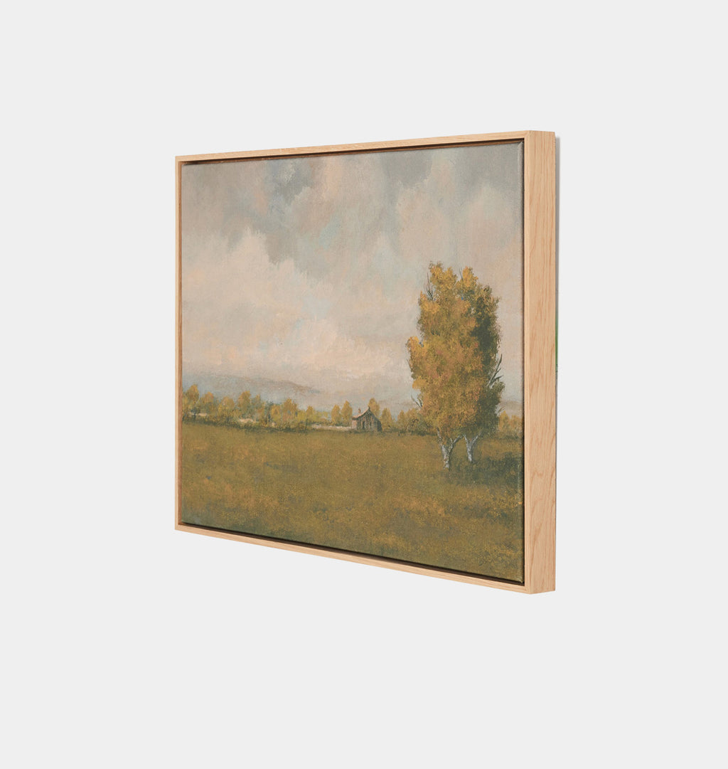 Misty Morning Cabin by Lori Marie Framed Print