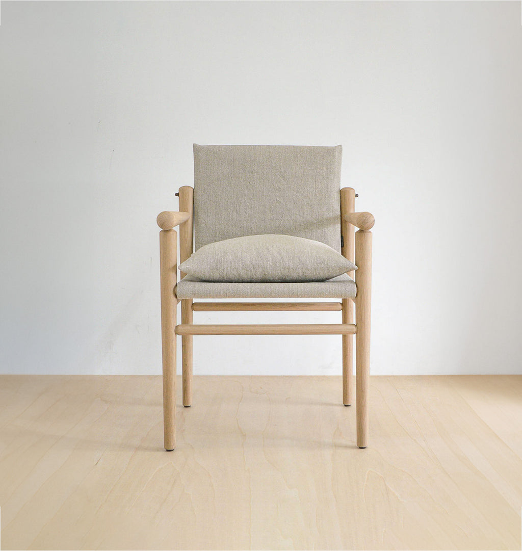Montauk Hemp Linen Dining Chair Wooden Arm