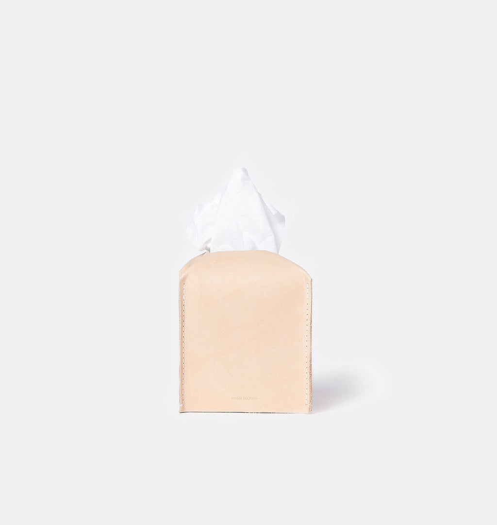 The Amber Tissue Box Natural Leather