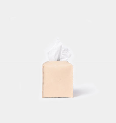 The Amber Tissue Box Natural Leather