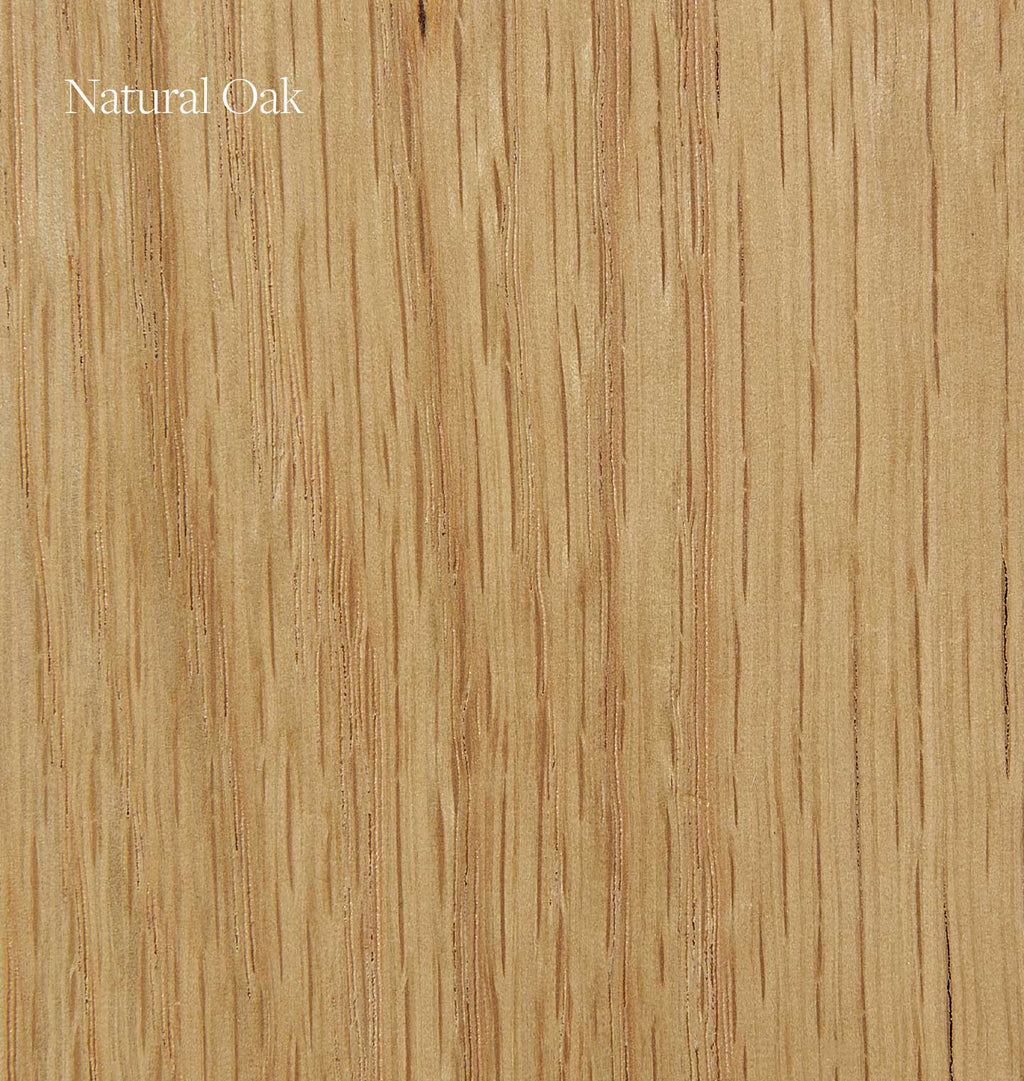 A close-up texture sample of natural oak wood grain with the text 'Natural Oak' in the upper left corner.