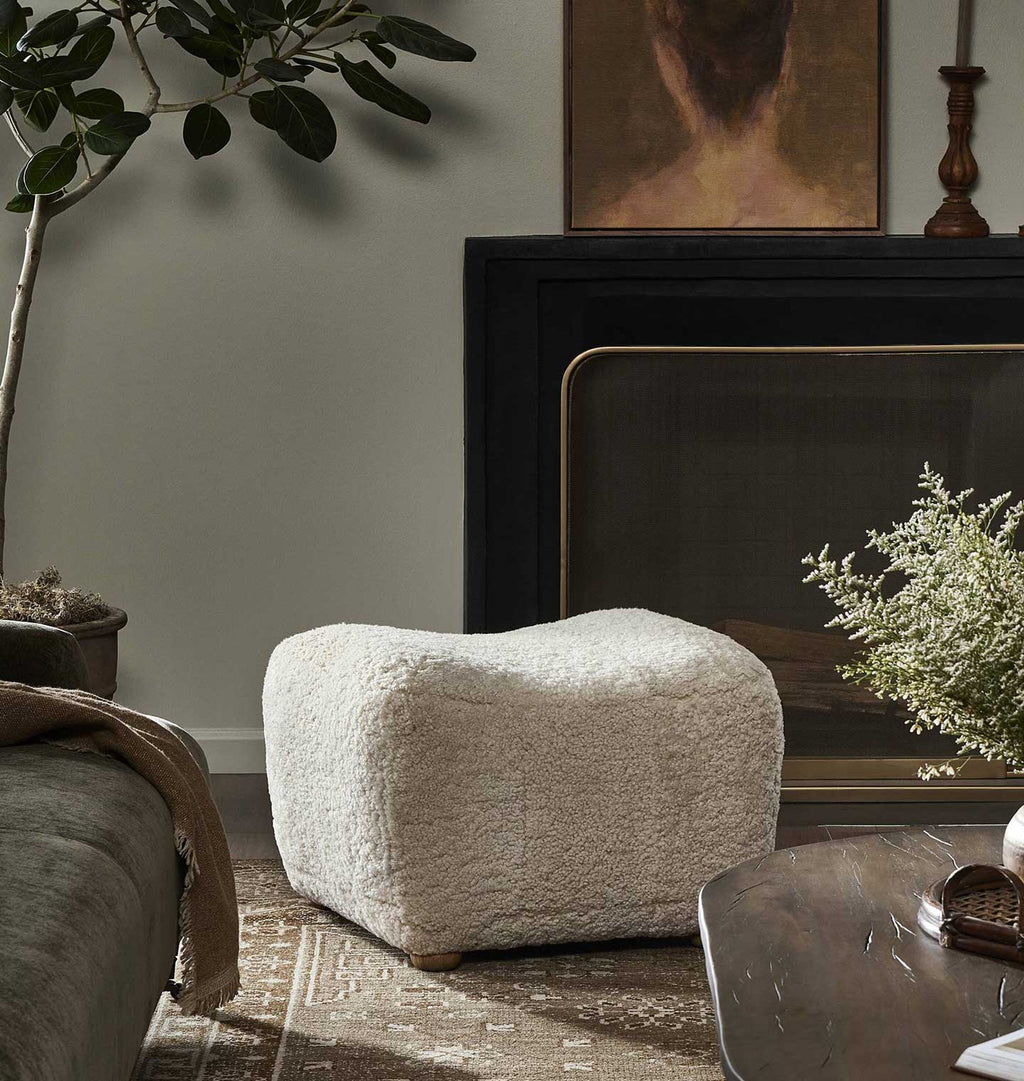 Oslo Ottoman Beige Shearling