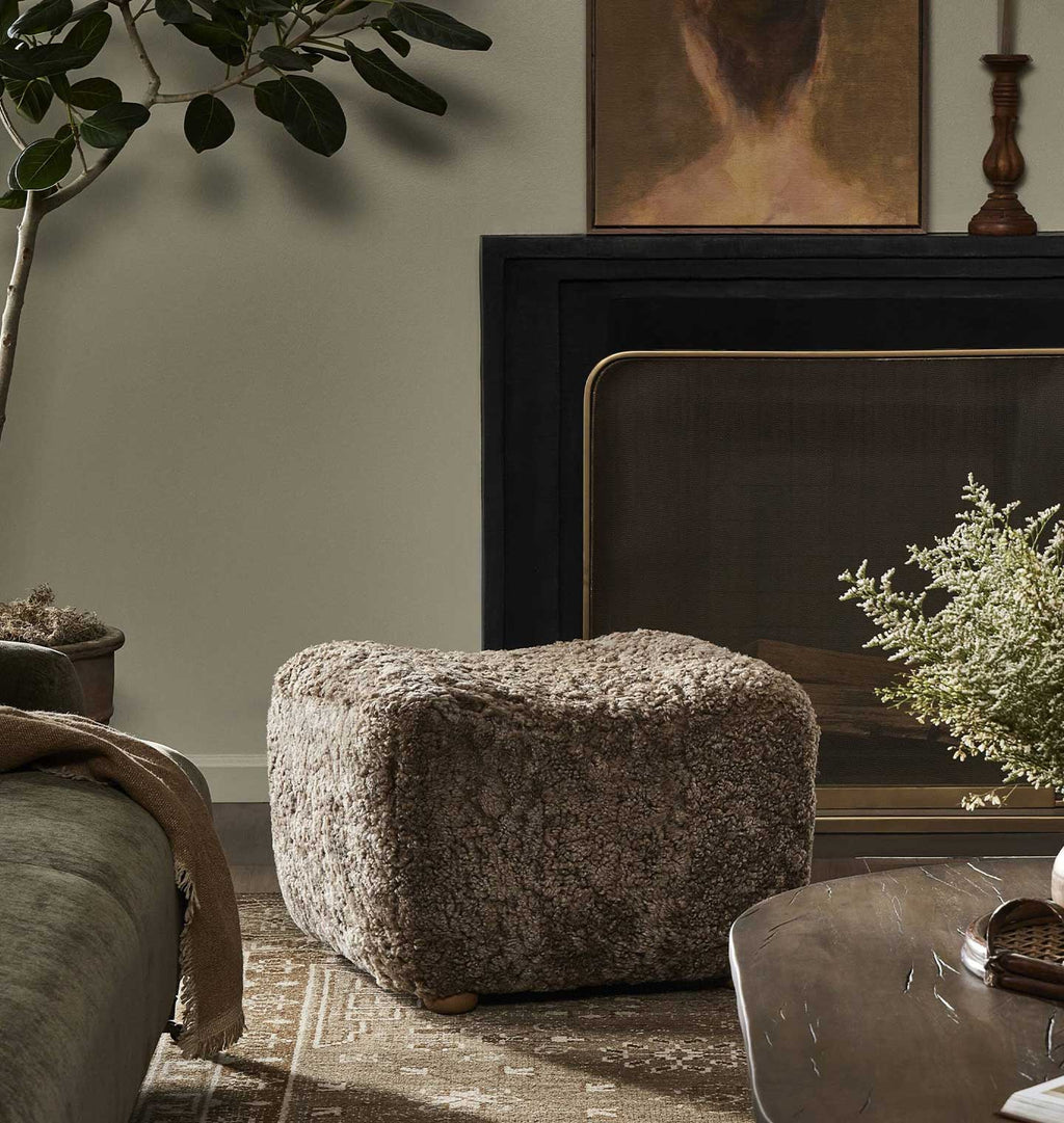 Oslo Ottoman Taupe Shearling