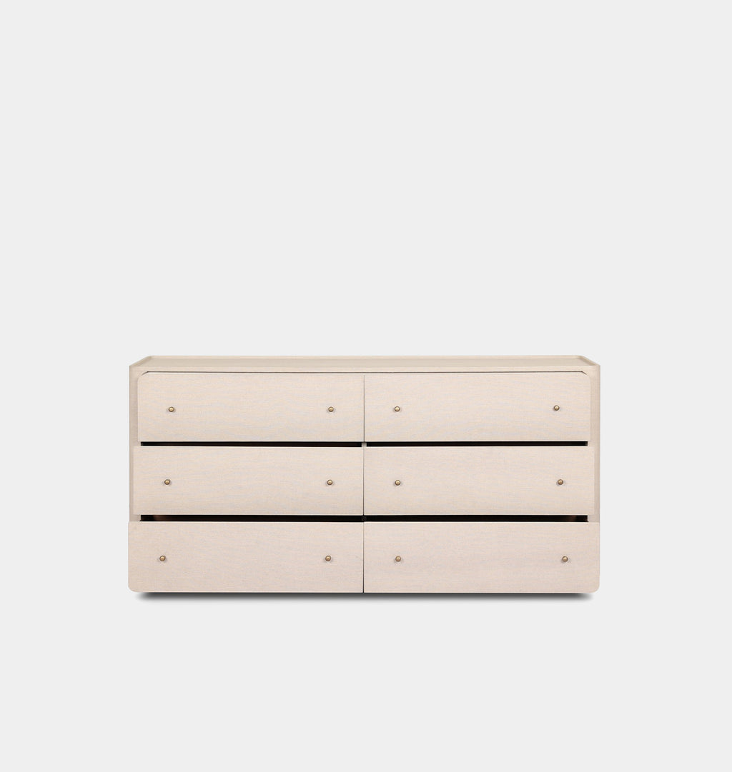 Paula 6 Drawer Dresser Beige Painted Linen