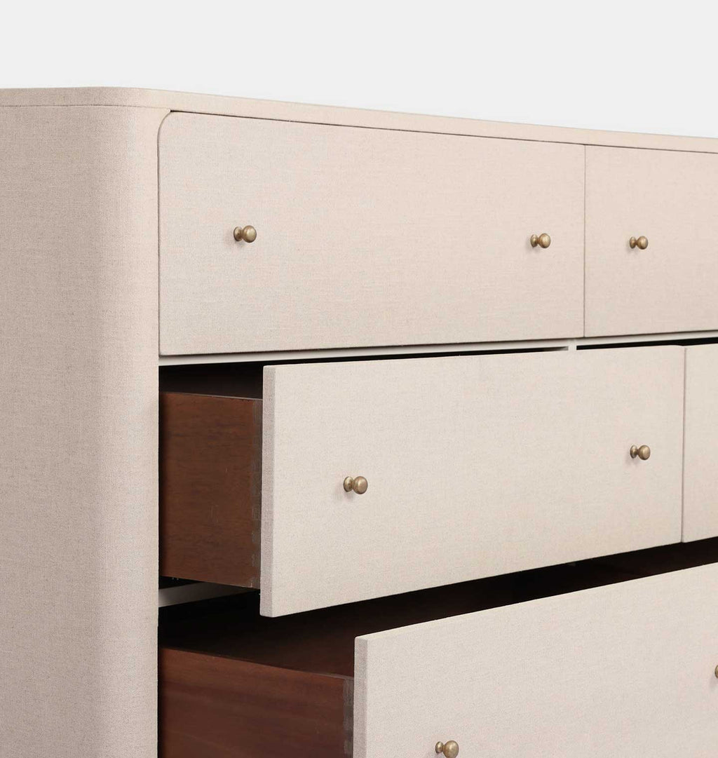 Paula 6 Drawer Dresser Beige Painted Linen