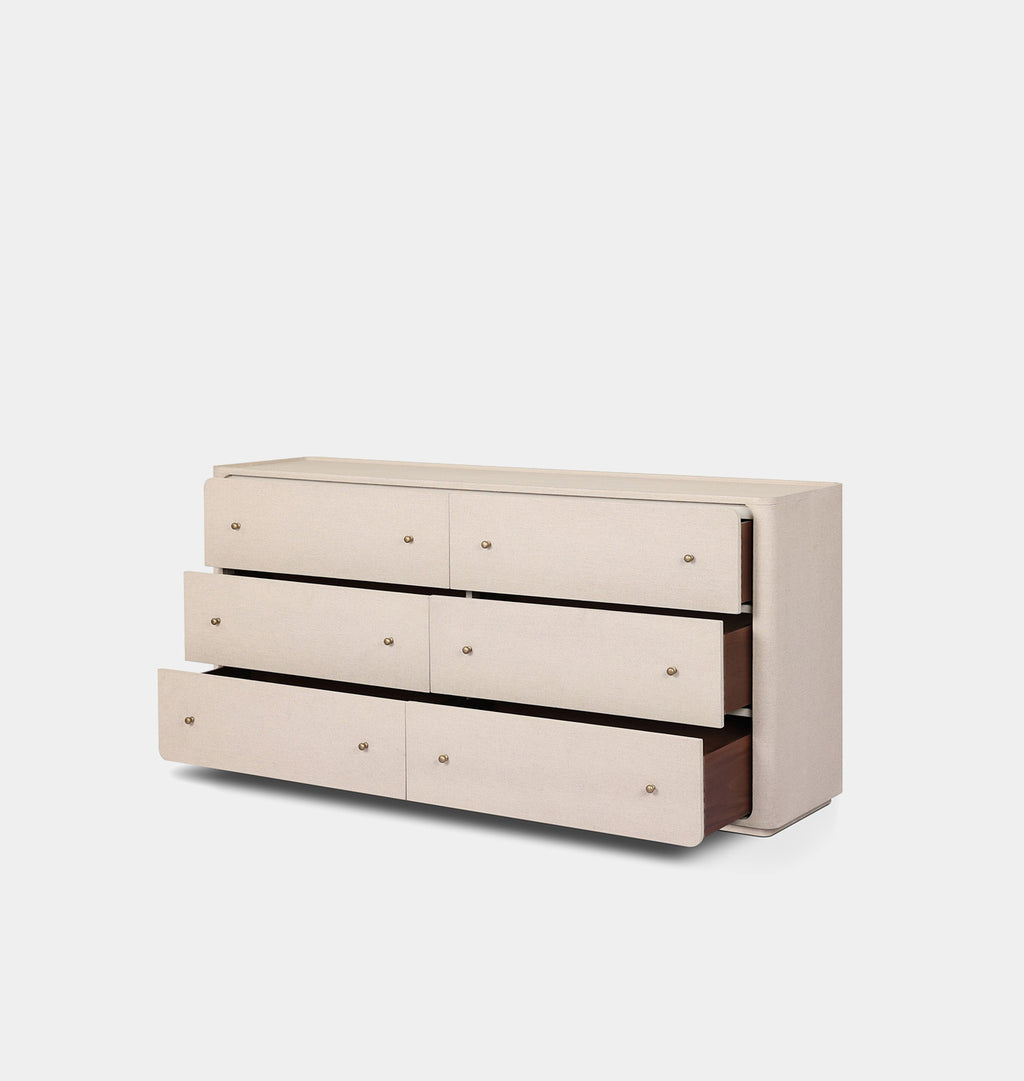 Paula 6 Drawer Dresser Beige Painted Linen