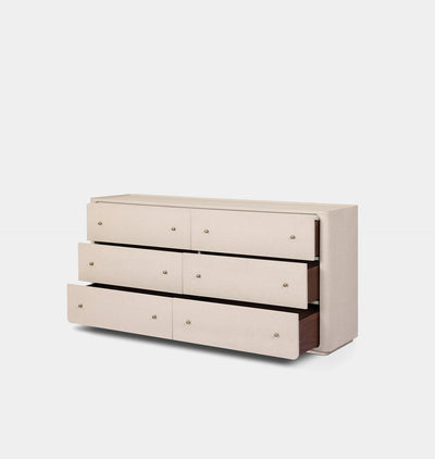 Paula 6 Drawer Dresser Beige Painted Linen