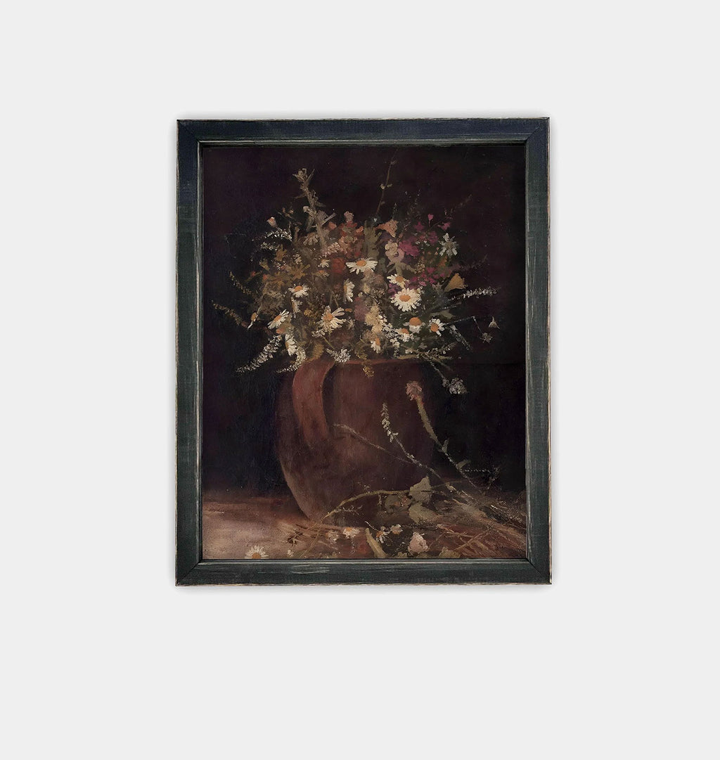 Pitcher with Wildflowers Framed Print Black