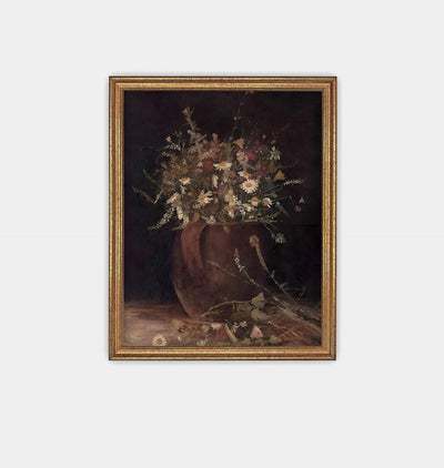 Pitcher with Wildflowers Framed Print Gold