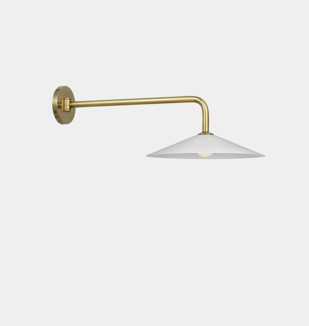 Ponce Articulating Sconce Antique Brass White Glass