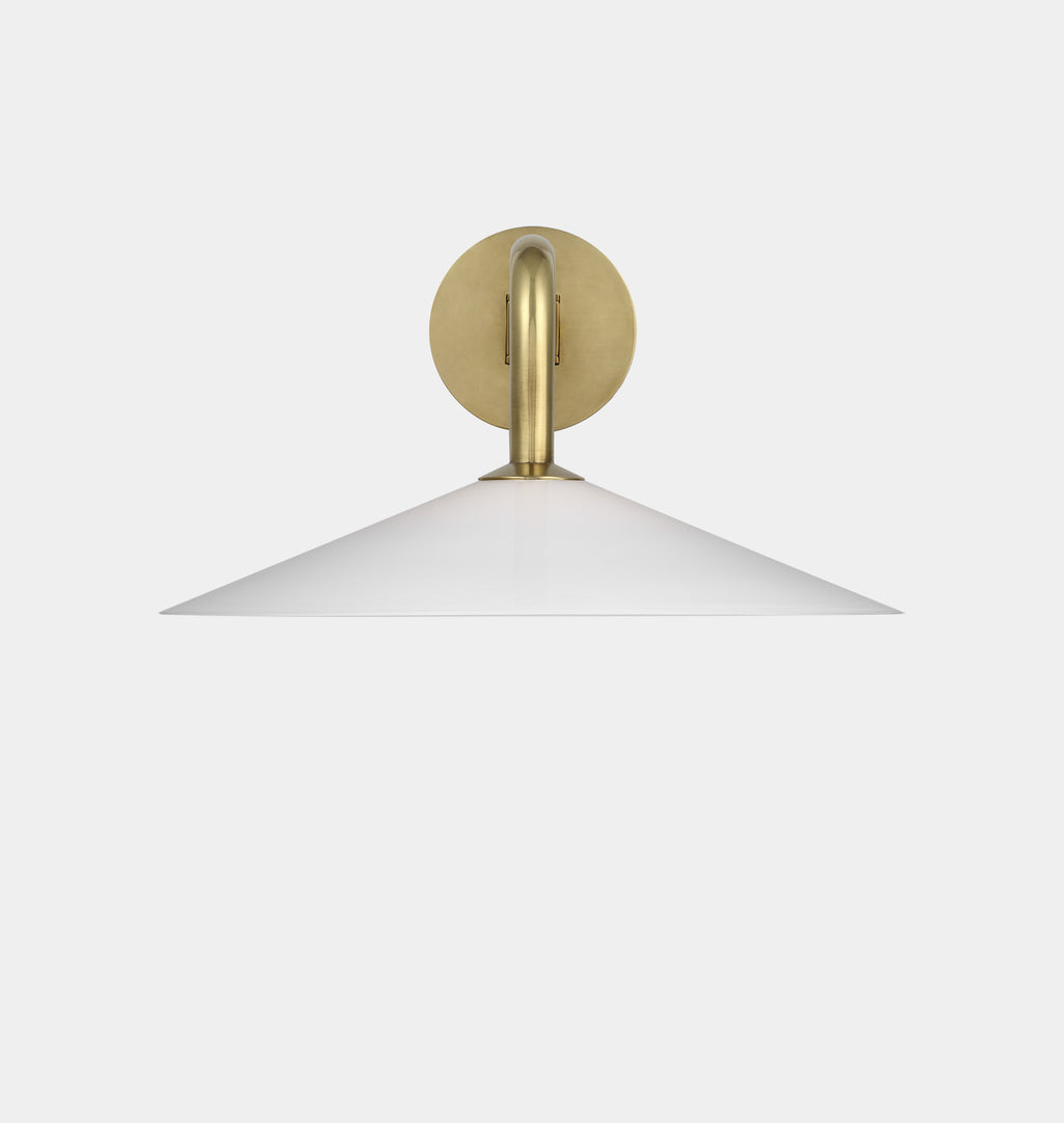 Ponce Articulating Sconce Antique Brass White Glass