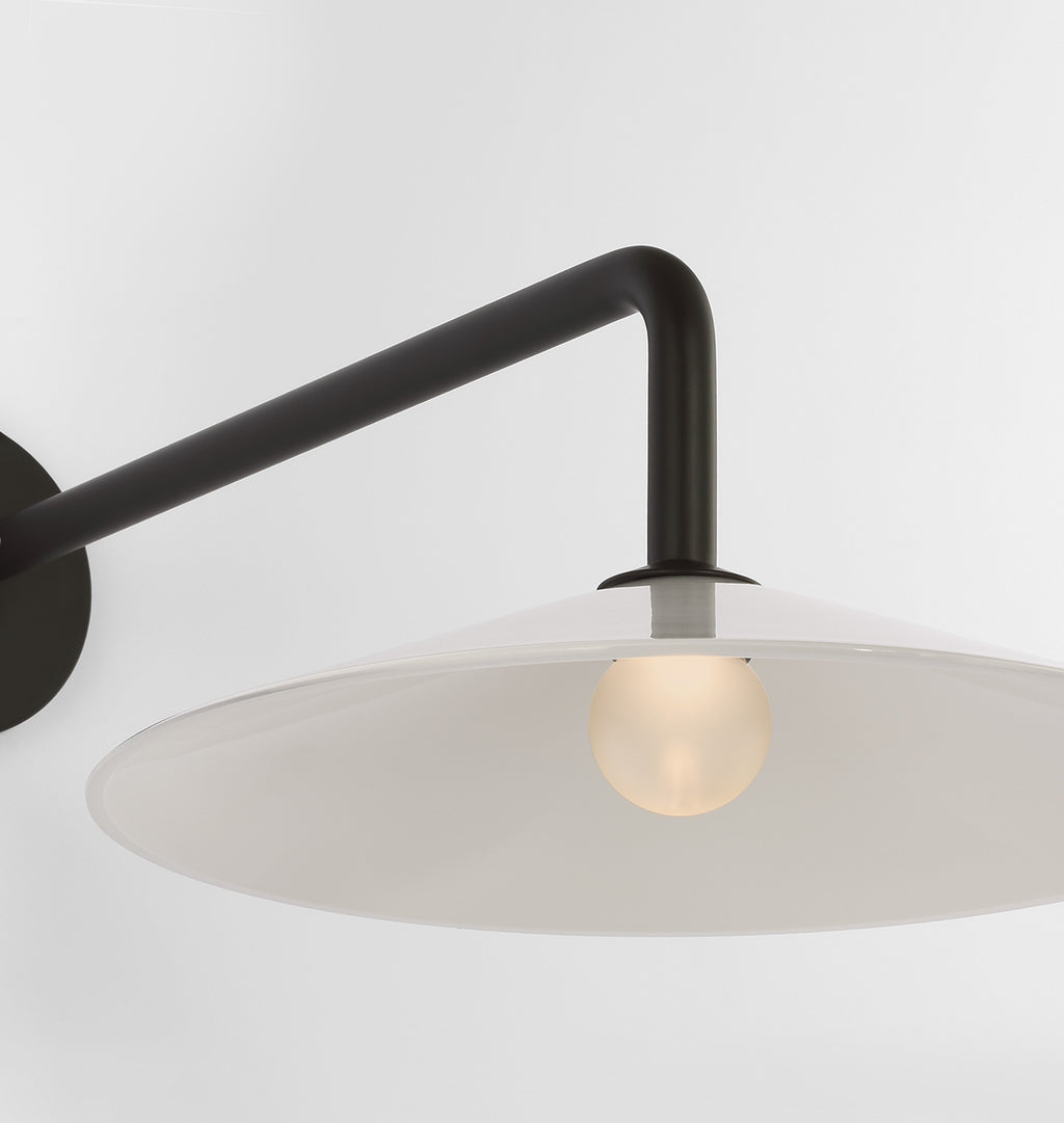 Ponce Articulating Sconce Iron White Glass