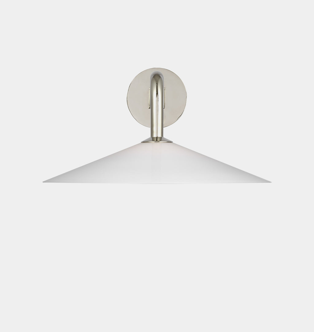 Ponce Articulating Sconce Polished Nickel White Glass