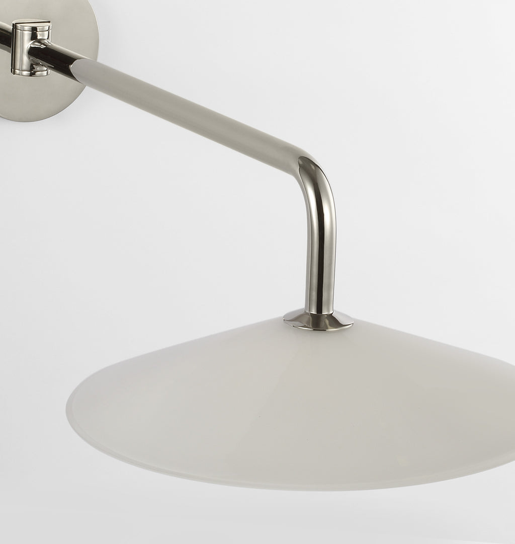 Ponce Articulating Sconce Polished Nickel White Glass