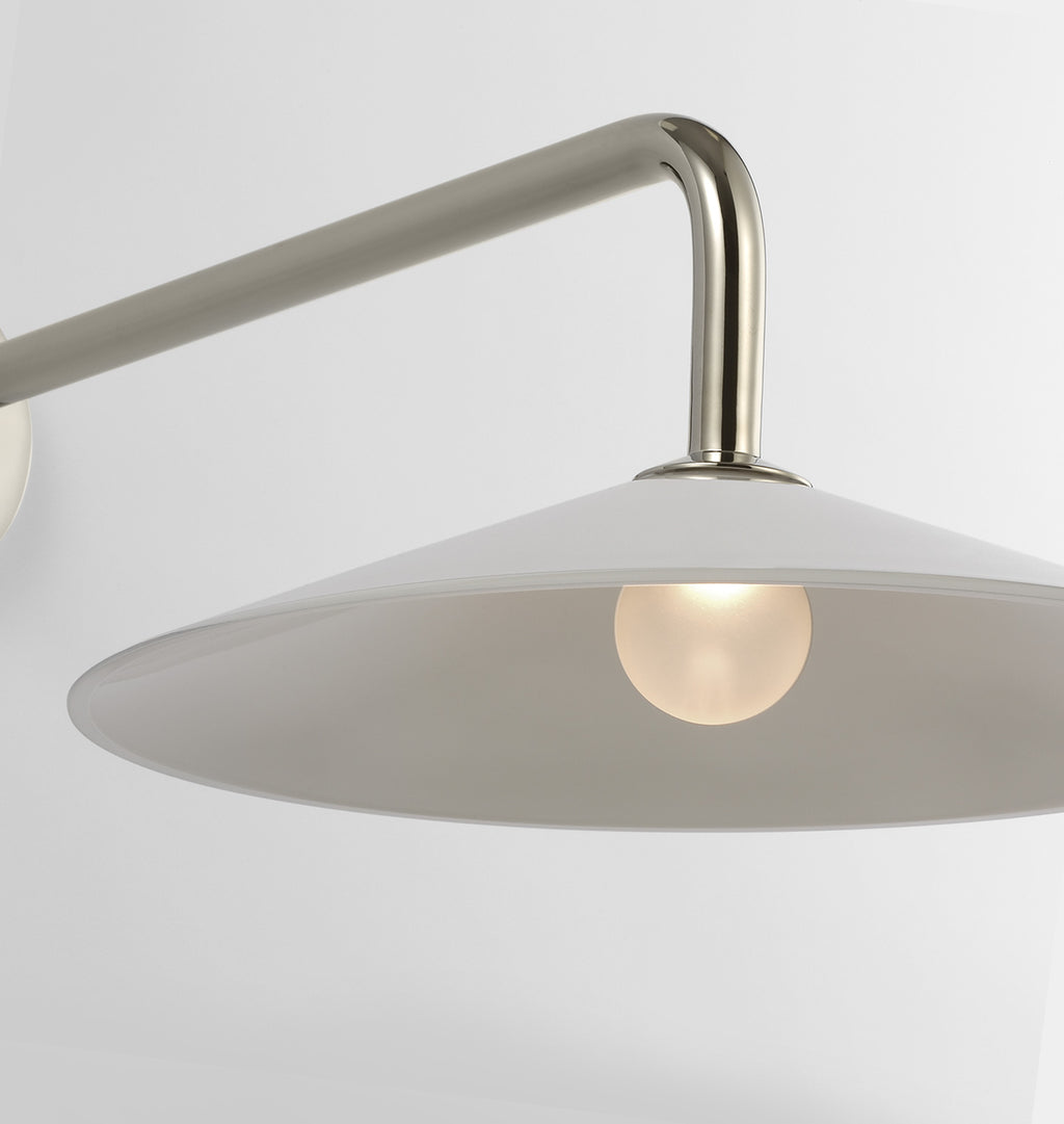 Ponce Articulating Sconce Polished Nickel White Glass