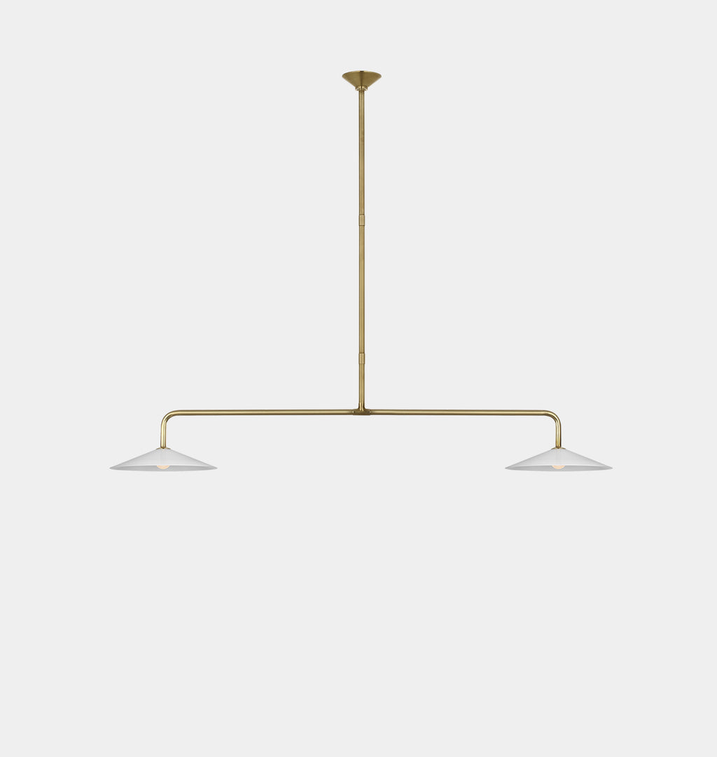 Ponce Linear Pendant Antique Brass and White Glass