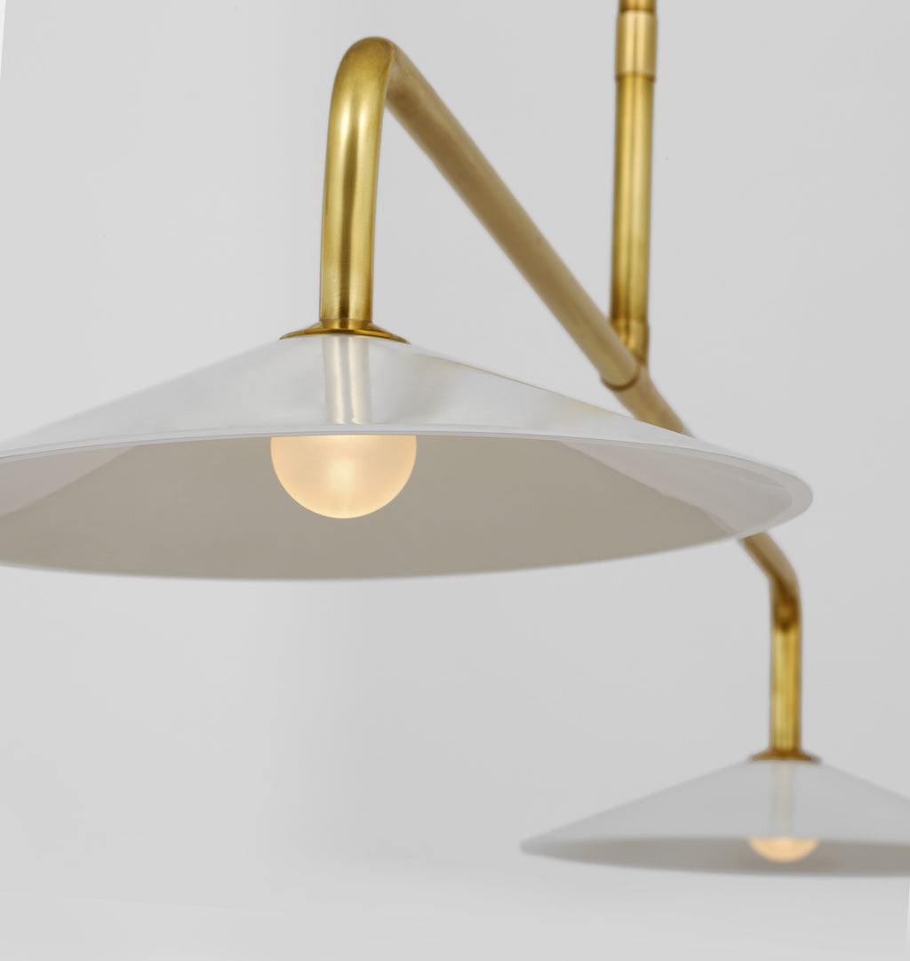 Ponce Linear Pendant Antique Brass and White Glass