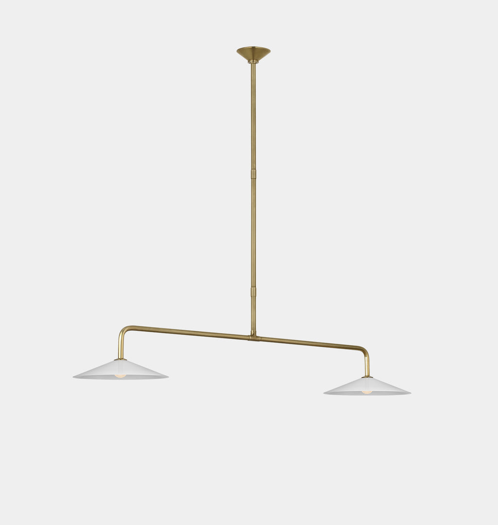 Ponce Linear Pendant Antique Brass and White Glass