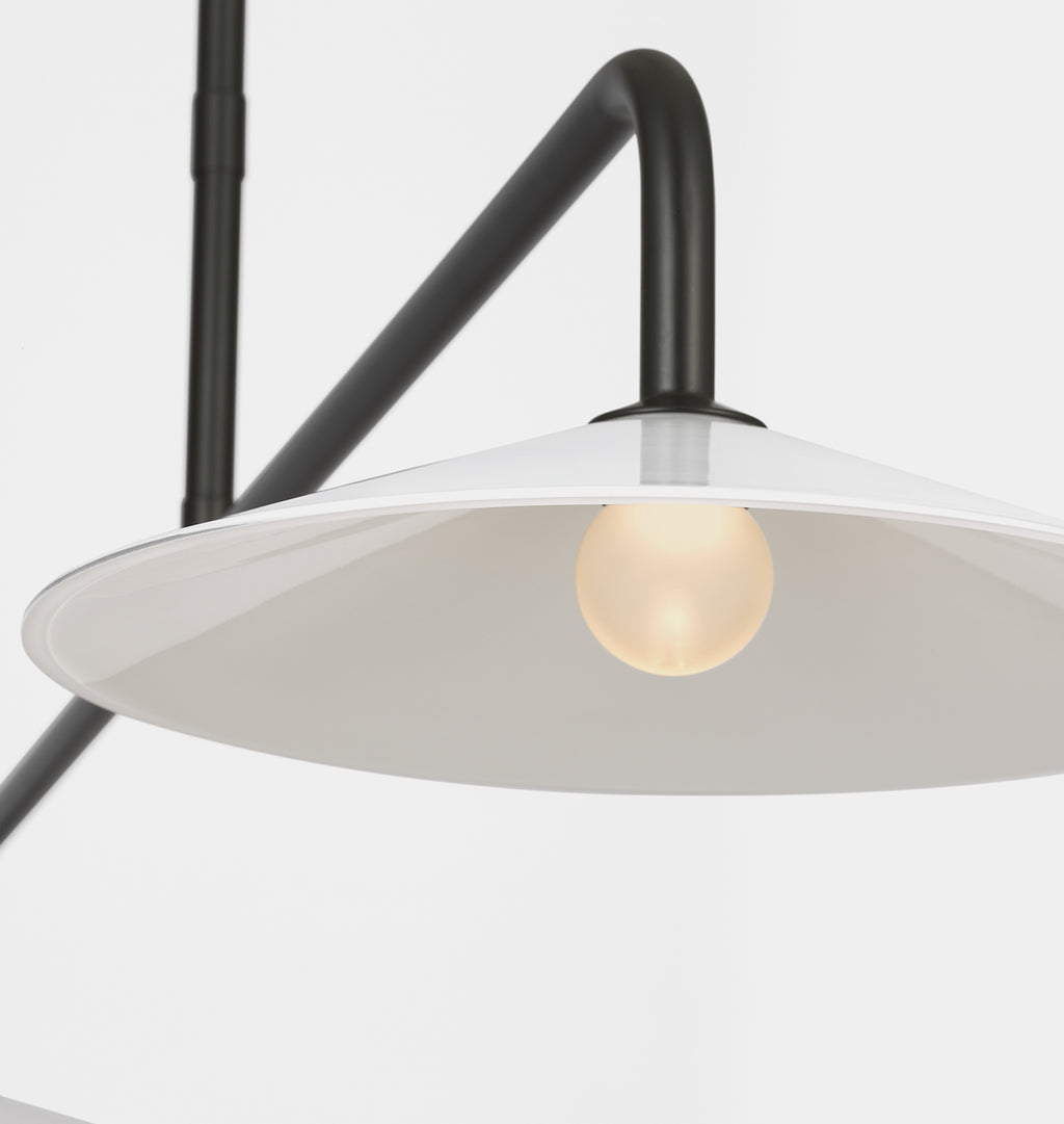 Ponce Linear Pendant Iron and White Glass