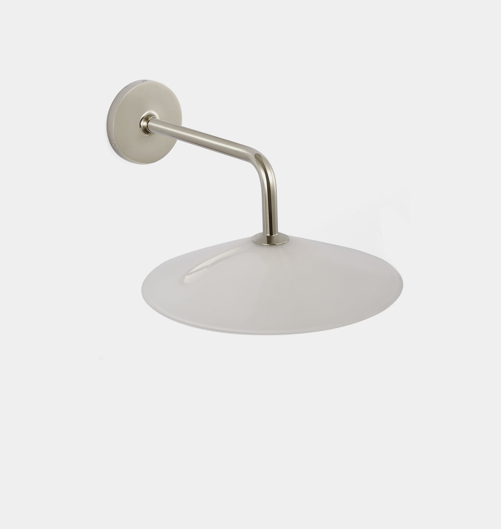 Ponce Sconce Polished Nickel White Glass