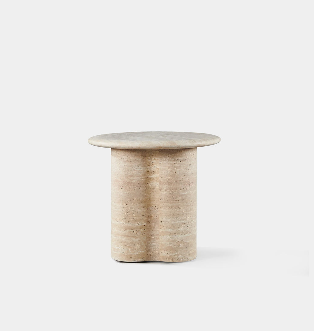 Porto Outdoor Travertine Round Side Table