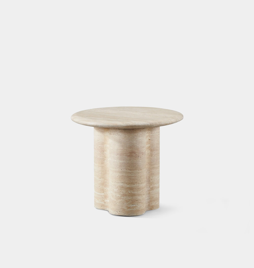 Porto Outdoor Travertine Round Side Table