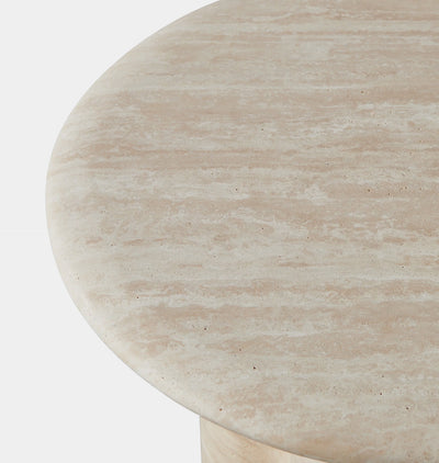 Porto Outdoor Travertine Round Side Table