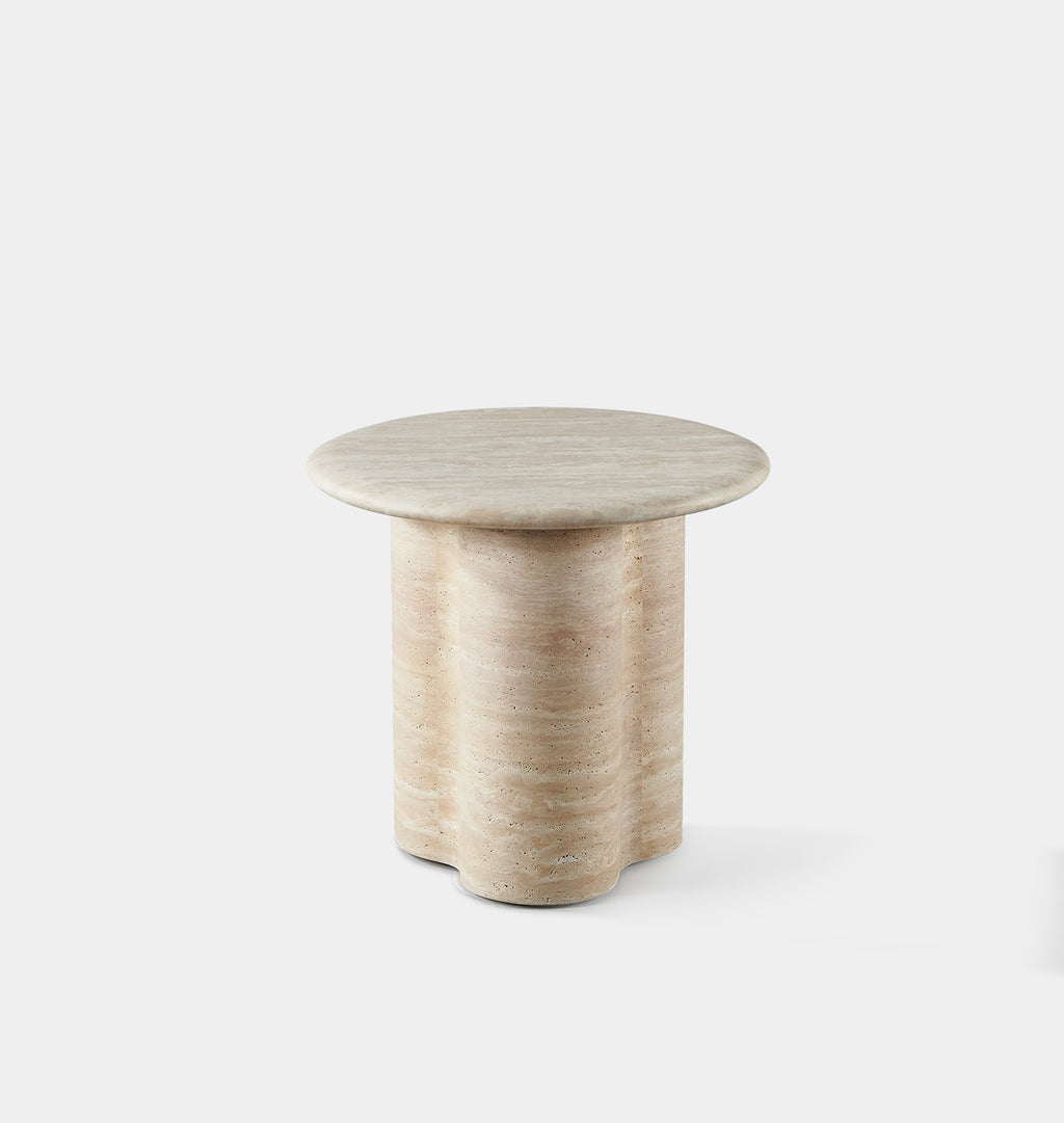 Porto Outdoor Travertine Round Side Table