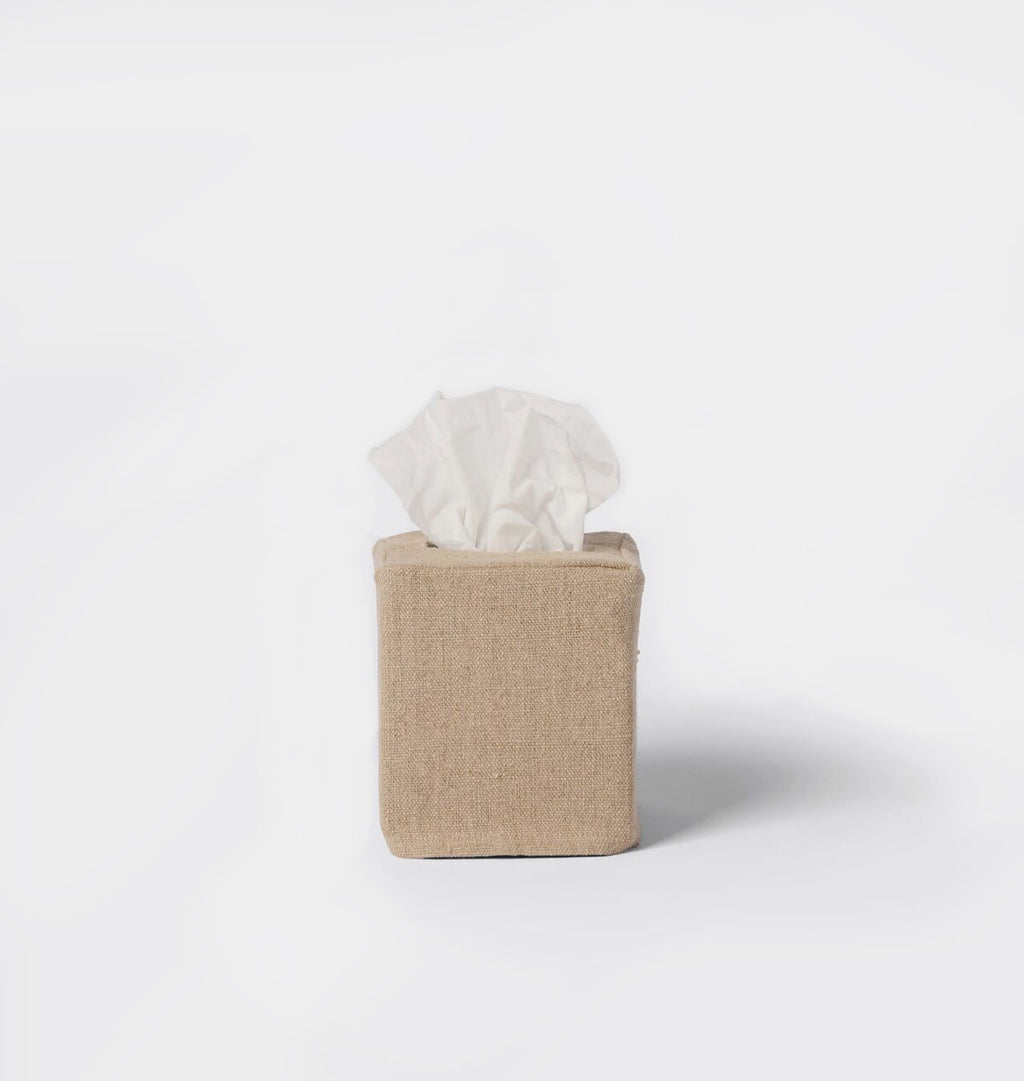 Linen Tissue Box Cover Oatmeal