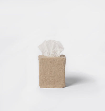 Linen Tissue Box Cover Oatmeal