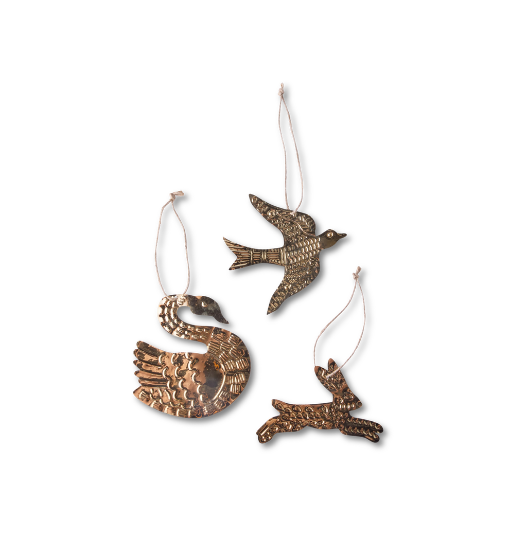 Woodland Tin Ornament Set S/3