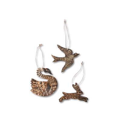 Woodland Tin Ornament Set S/3
