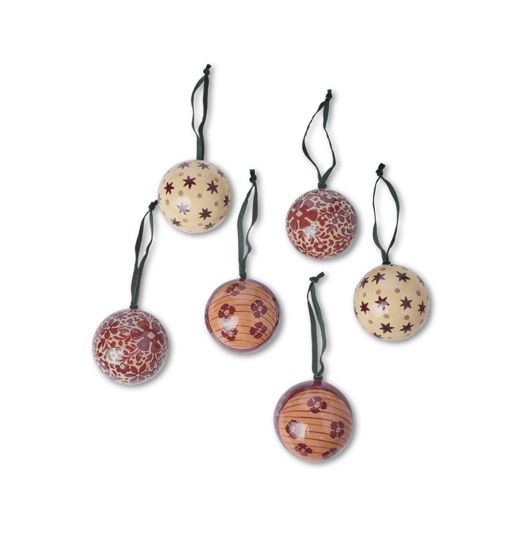 Manor Hand Painted Paper Mache Ornament Set S/6
