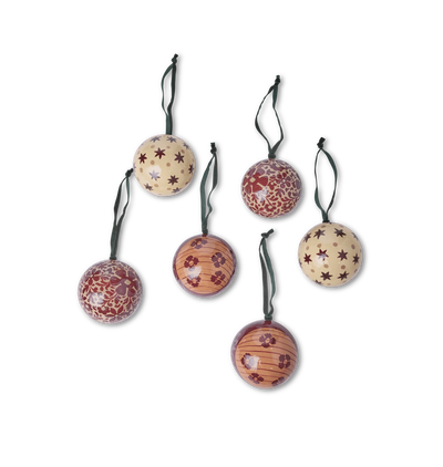 Manor Hand Painted Paper Mache Ornament Set S/6
